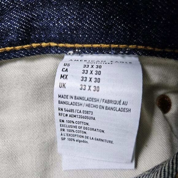 American Eagle Bootcut Jeans Mens 33x30 Dark Wash Blue Classic Whiskering Faded - Picture 10 of 14
